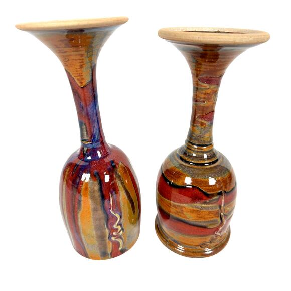 Kurt Glover Pottery 8" Sandia Unique Wine Goblets-Set of 2 - Picture 4 of 9